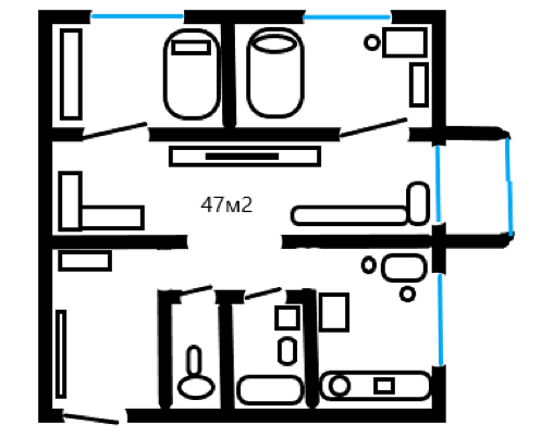 Продаётся 2-комнатная квартира, 47 м²