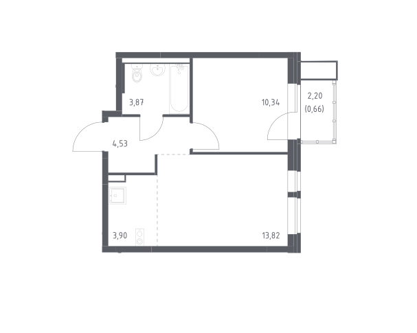 Продаётся 1-комнатная квартира, 37.12 м²