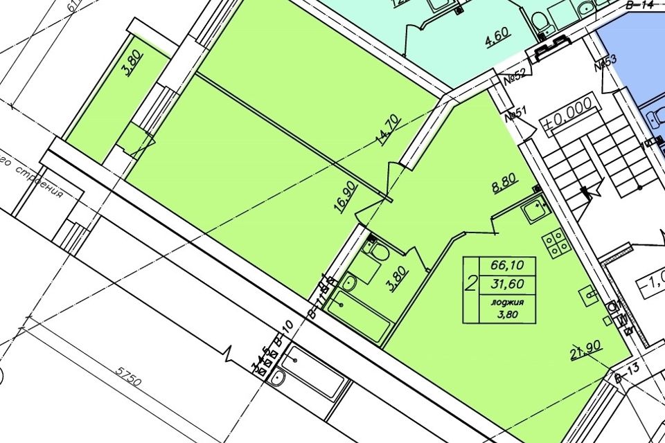 Продаётся 2-комнатная квартира, 68 м²
