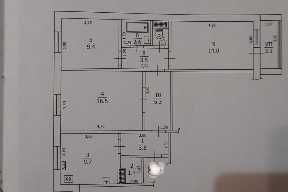 Продаётся 3-комнатная квартира, 69 м²
