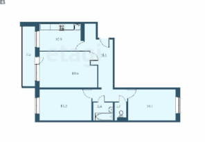 Продаётся 3-комнатная квартира, 83 м²