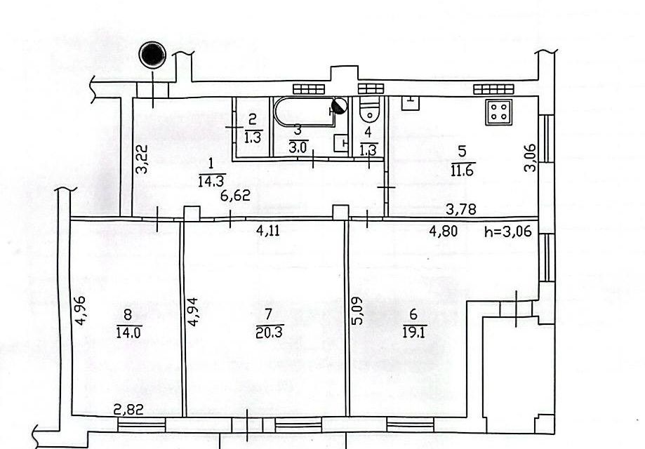 Продаётся 3-комнатная квартира, 87.3 м²