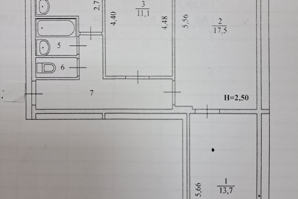 Продаётся 3-комнатная квартира, 59.3 м²
