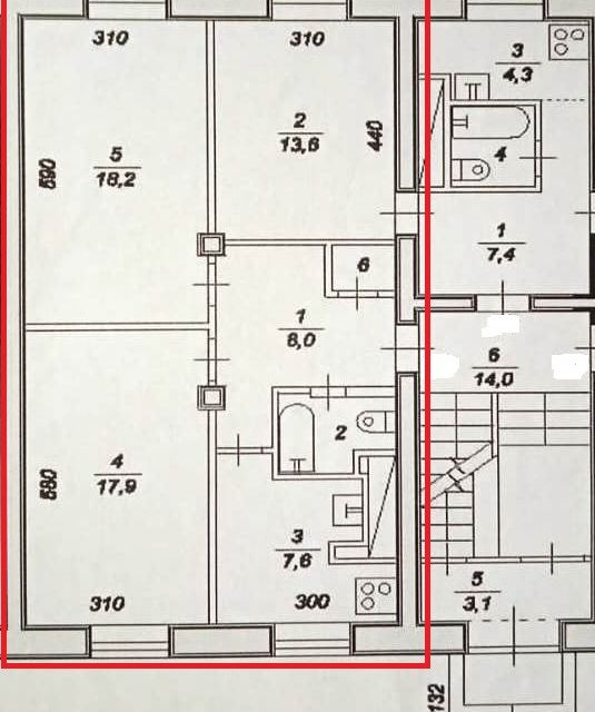 Продаётся 2-комнатная квартира, 56 м²