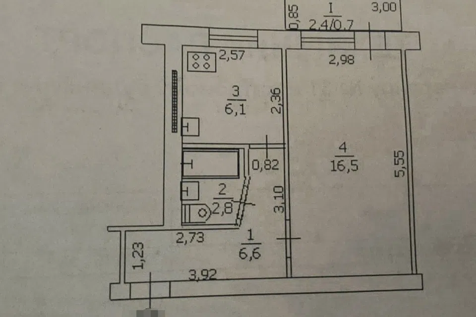 Продаётся 1-комнатная квартира, 33 м²