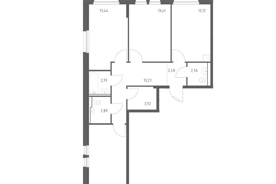 Продаётся 3-комнатная квартира, 78.5 м²