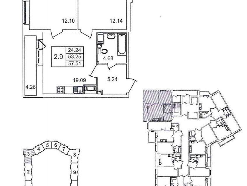 Продаётся 2-комнатная квартира, 52.5 м²