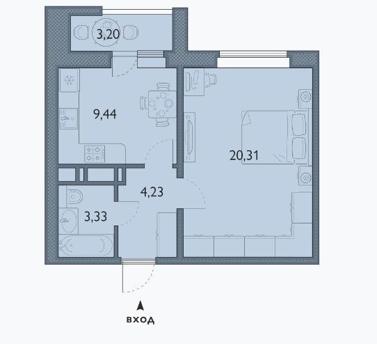 Продаётся 1-комнатная квартира, 39 м²