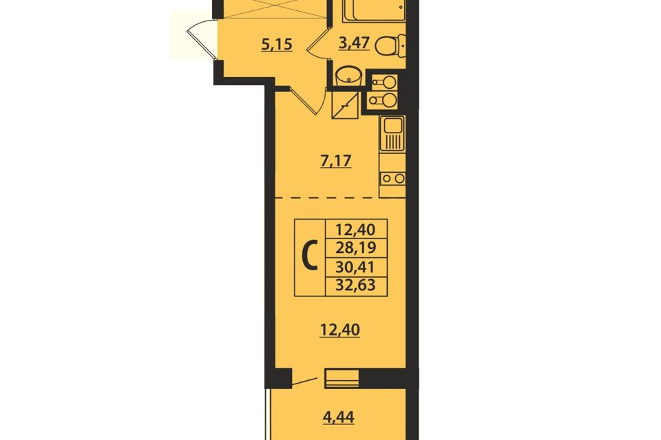Продаётся студия, 30.5 м²