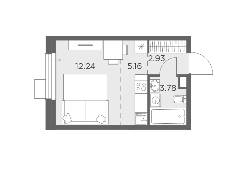 Продаётся студия, 24.11 м²