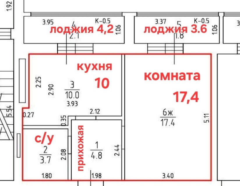 Продаётся 1-комнатная квартира, 35.9 м²