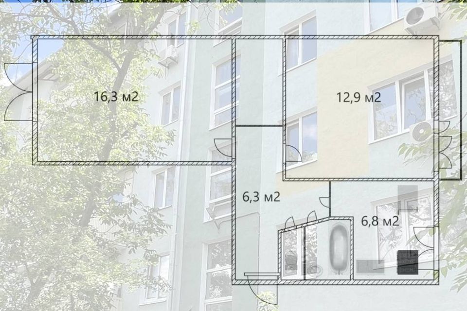 Продаётся 2-комнатная квартира, 48.3 м²