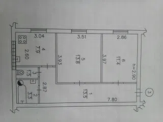 Продаётся 2-комнатная квартира, 51.4 м²