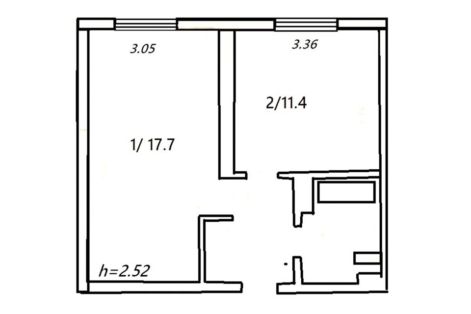 Продаётся 2-комнатная квартира, 38 м²