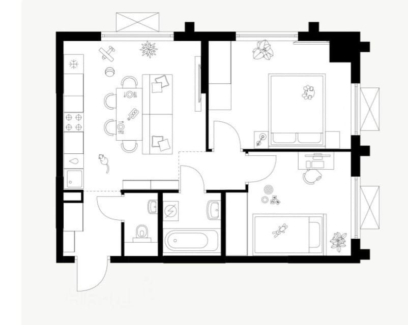 Продаётся 2-комнатная квартира, 45 м²