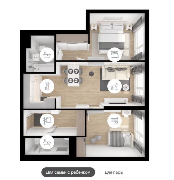 Продаётся 2-комнатная квартира, 52 м²