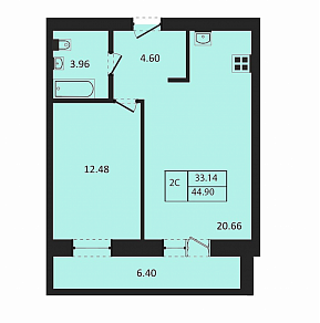 Продаётся 2-комнатная квартира, 45 м²