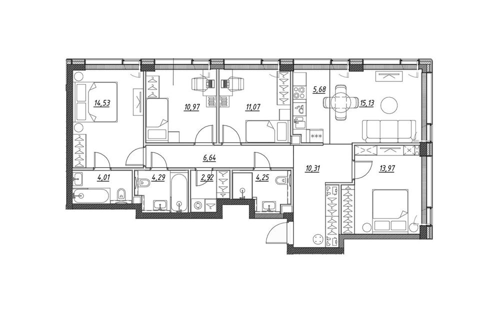 Продаётся 4-комнатная квартира, 103.8 м²