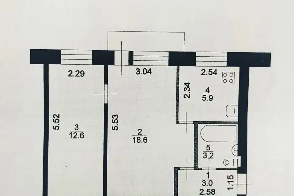 Продаётся 2-комнатная квартира, 43.3 м²