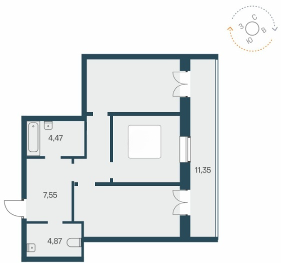 Продаётся 2-комнатная квартира, 75.2 м²