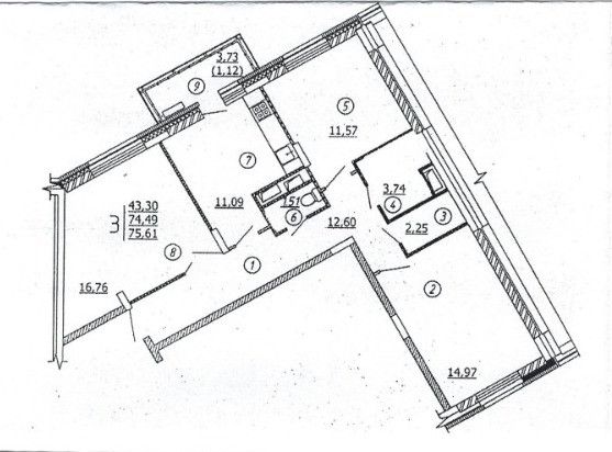 Продаётся 3-комнатная квартира, 75 м²