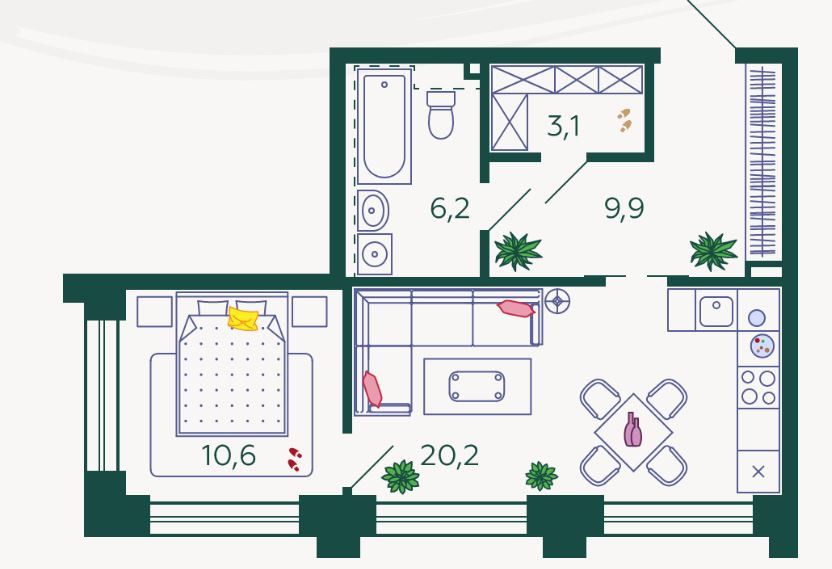 Продаётся 1-комнатная квартира, 50 м²