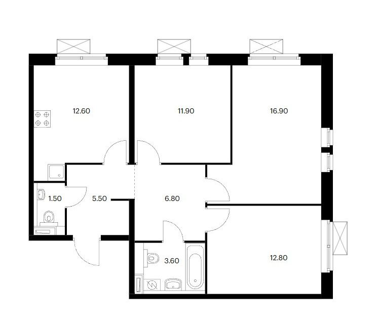 Продаётся 3-комнатная квартира, 71.7 м²