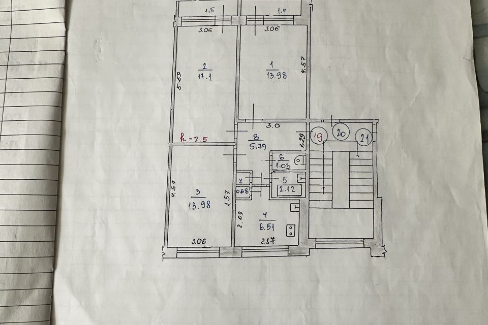 Продаётся 3-комнатная квартира, 61.2 м²