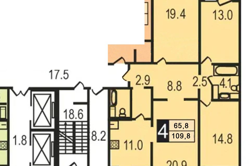 Продаётся 4-комнатная квартира, 106.2 м²