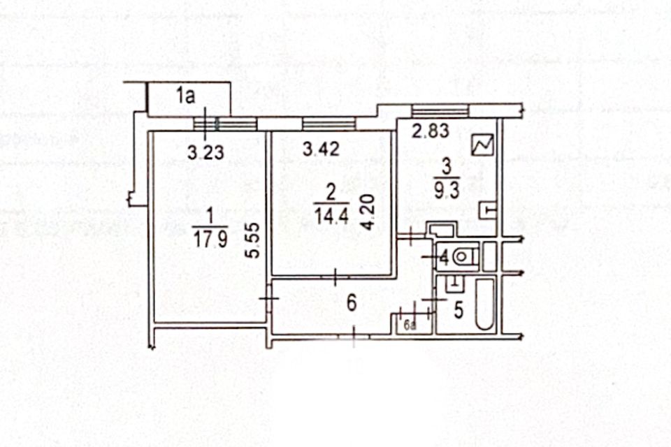 Продаётся 2-комнатная квартира, 53.5 м²