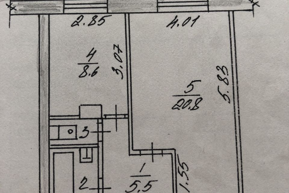 Продаётся 1-комнатная квартира, 39 м²