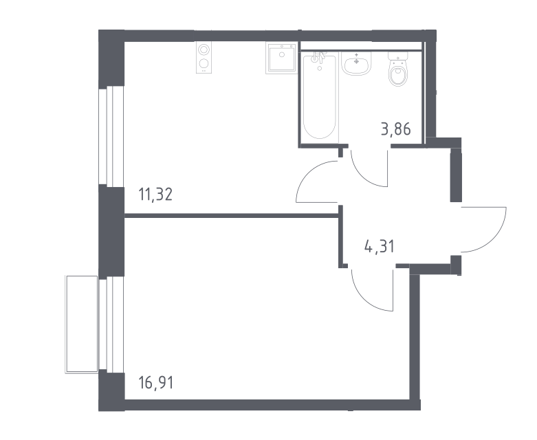 Продаётся 1-комнатная квартира, 36.4 м²