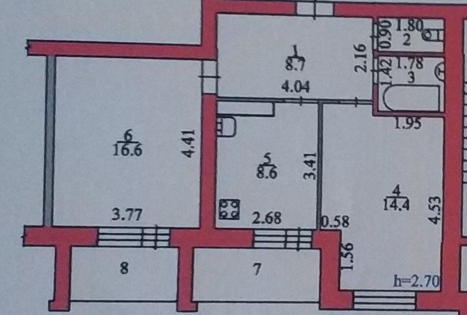 Продаётся 2-комнатная квартира, 59.6 м²