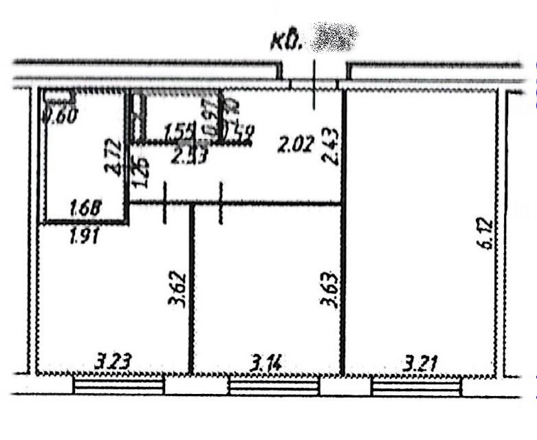 Продаётся 2-комнатная квартира, 56.6 м²