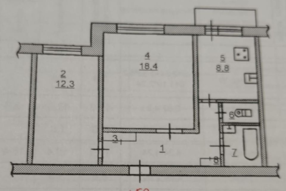 Продаётся 2-комнатная квартира, 53 м²