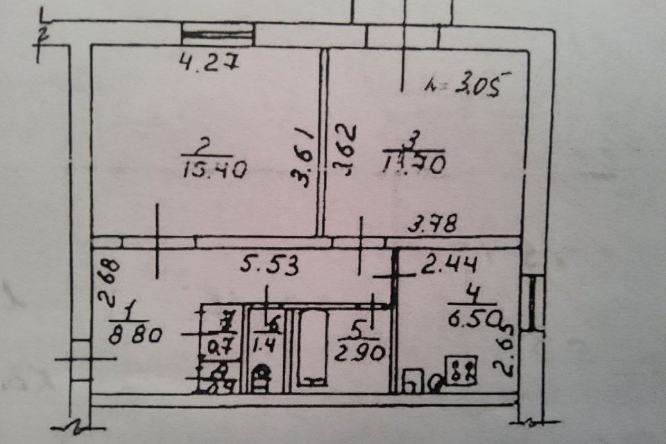 Продаётся 2-комнатная квартира, 50 м²