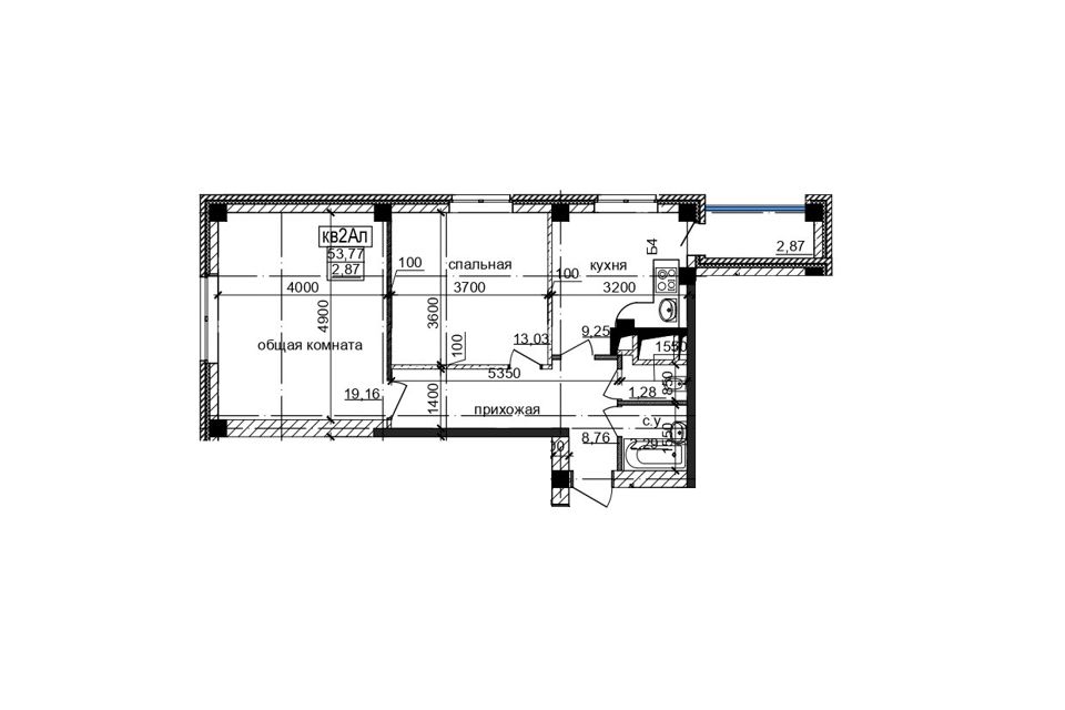 Продаётся 2-комнатная квартира, 55.1 м²