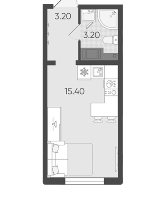 Продаётся студия, 21.8 м²