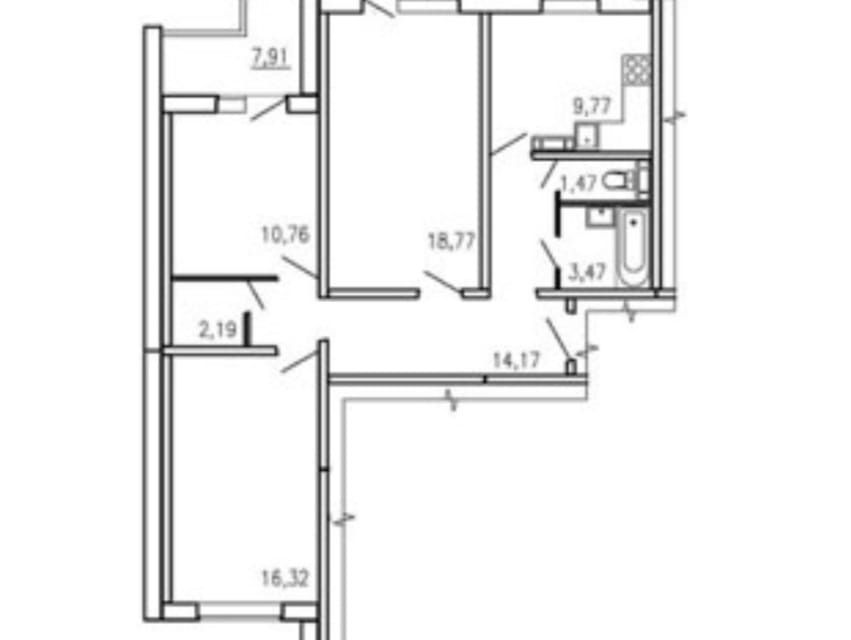Продаётся 3-комнатная квартира, 76.6 м²