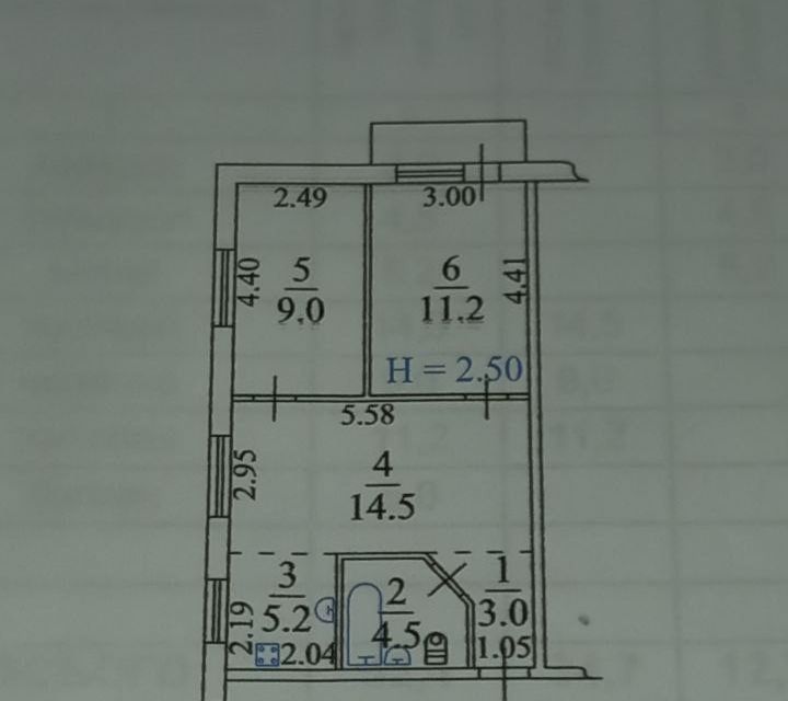 Продаётся 3-комнатная квартира, 52.4 м²