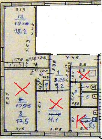 Продаётся 2 комнаты в 3-комн. квартире, 29 м²