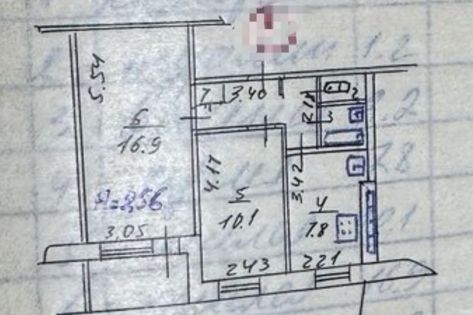Продаётся 2-комнатная квартира, 43.3 м²