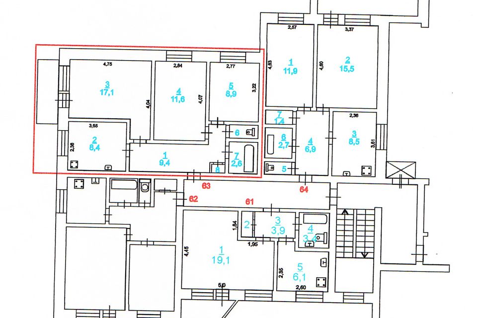 Продаётся 3-комнатная квартира, 59.4 м²