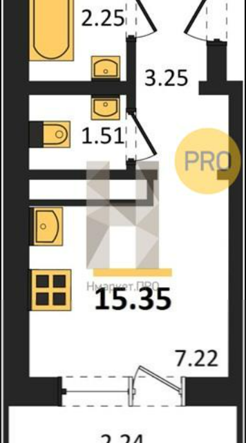Продаётся студия, 15.35 м²