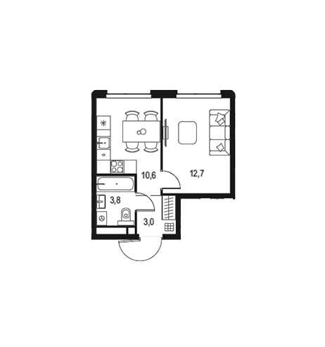 Продаётся 1-комнатная квартира, 30.1 м²