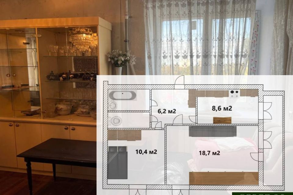 Продаётся 2-комнатная квартира, 51.8 м²