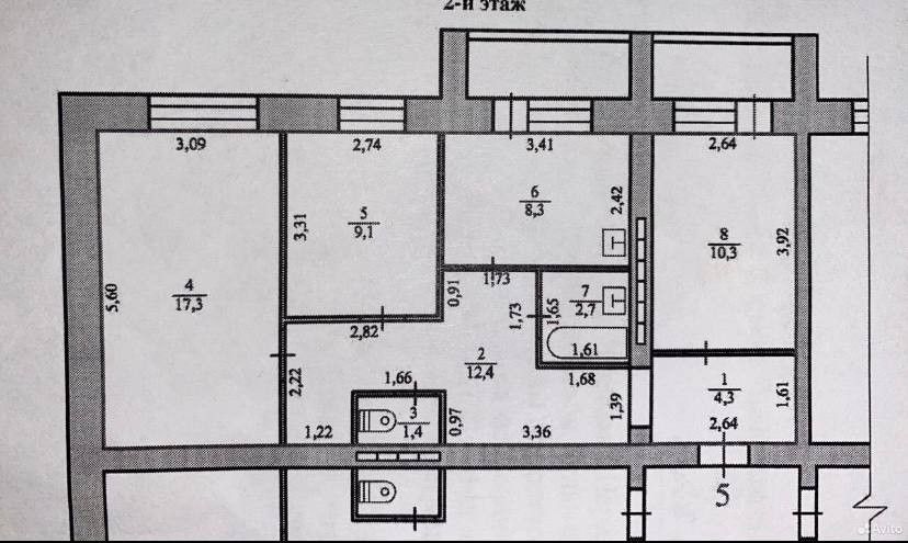 Продаётся 3-комнатная квартира, 65.8 м²