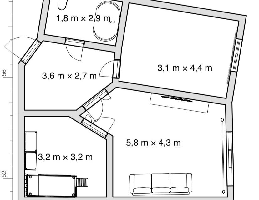Продаётся 2-комнатная квартира, 43 м²