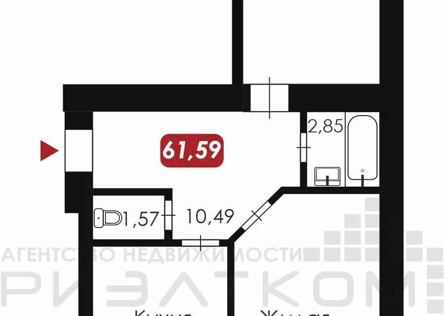 Продаётся 2-комнатная квартира, 62 м²