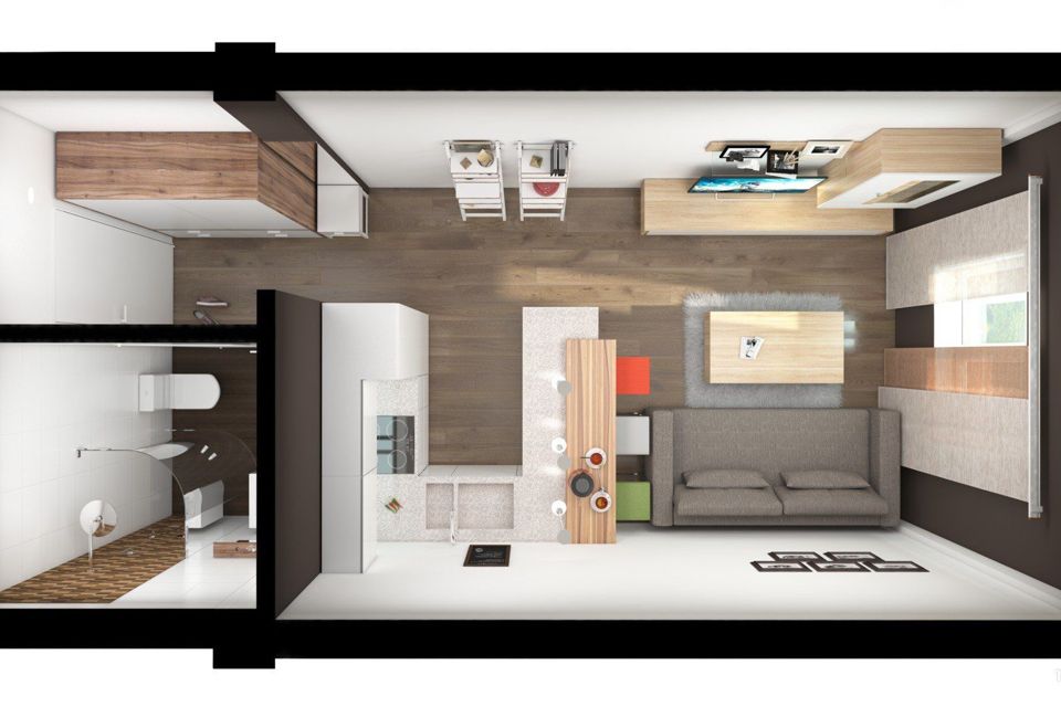 Квартира-студия: дизайн интерьера VK Small apartment interior, Small apartment d